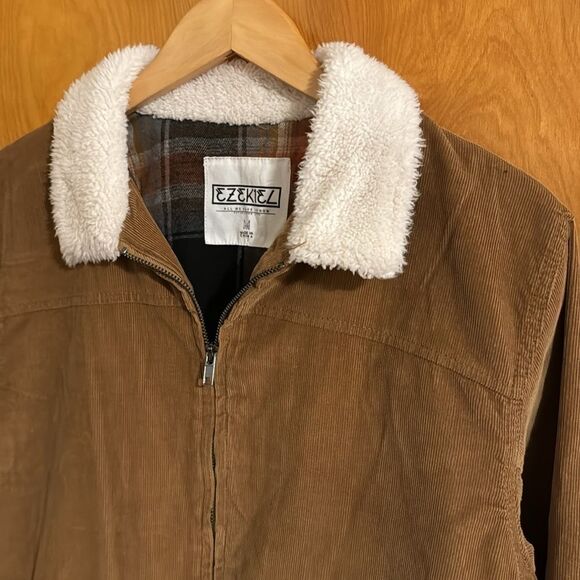 Corduroy Jacket Mens Medium Brown Flannel Lined - Picture 2 of 4
